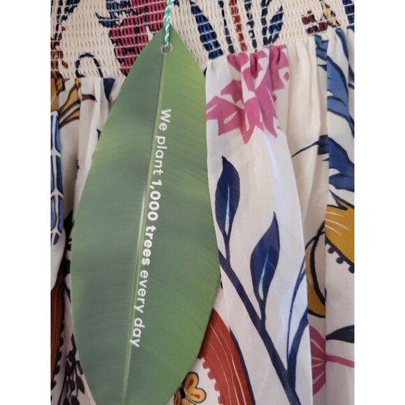 Farm Rio White Romantic floral print boho midi Skirt New size Medium Sustainable - Picture 5 of 11